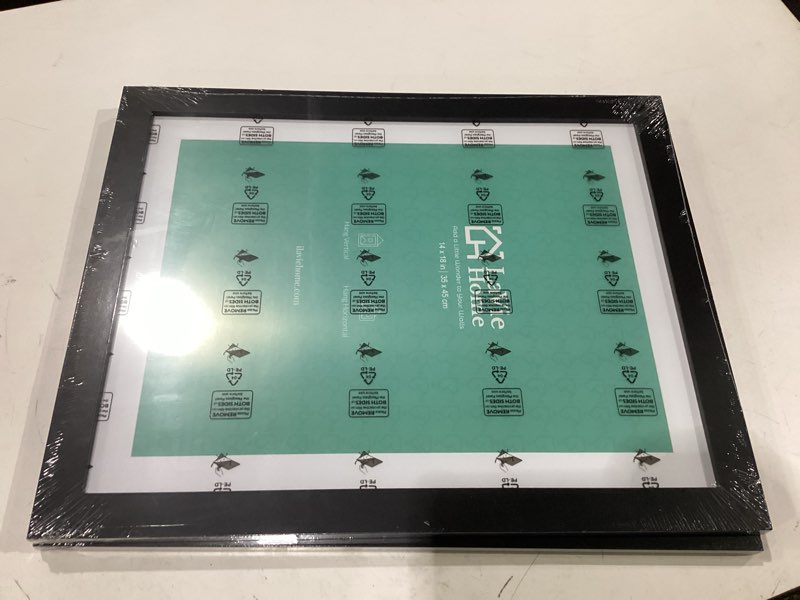 Condition photo showing New/Like New for lavie home 14x18 picture frame black poster frame,display pictures 12x16 with mat or 14x18 without mat, stable and sturdy frame and polished plexiglass, horizontal and vertical format of the walls 14x18 black