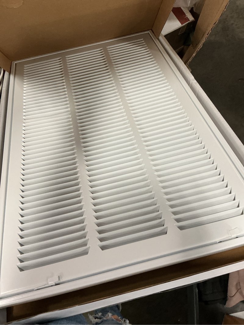 Condition photo showing Good Condition for 14 in. x 24 in. steel return air filter grille in white