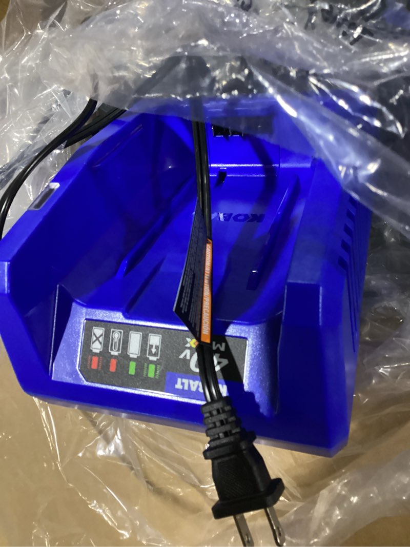 Condition photo showing New/Like New for kobalt 40-volt 21-in self-propelled battery mower (6 ah battery charger included)