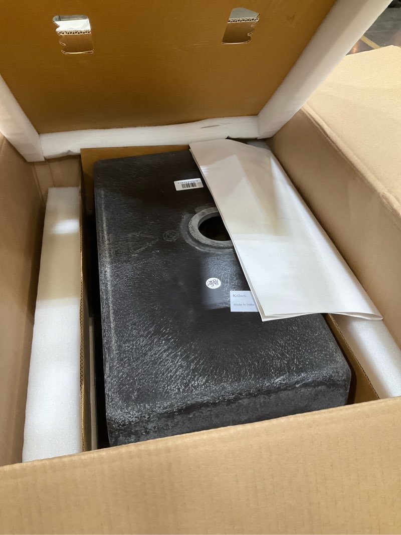 Condition photo showing Good Condition for kraus quarza 31-inch undermount single bowl granite kitchen sink in black onyx, kgu-413b