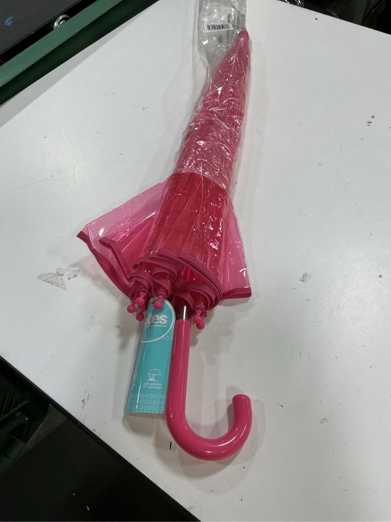 Condition photo showing As Is for totes kids clear lightweight dome canopy bubble umbrella with wind and rain protection 38" canopy pink