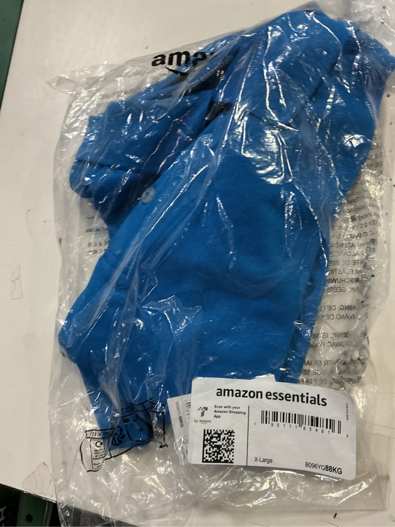 Condition photo showing New/Like New for Amazon Essentials Men's Slim-Fit Quick-Dry Golf Polo Shirt - Discontinued Colors Recycled Polyester Metallic Blue X-Large