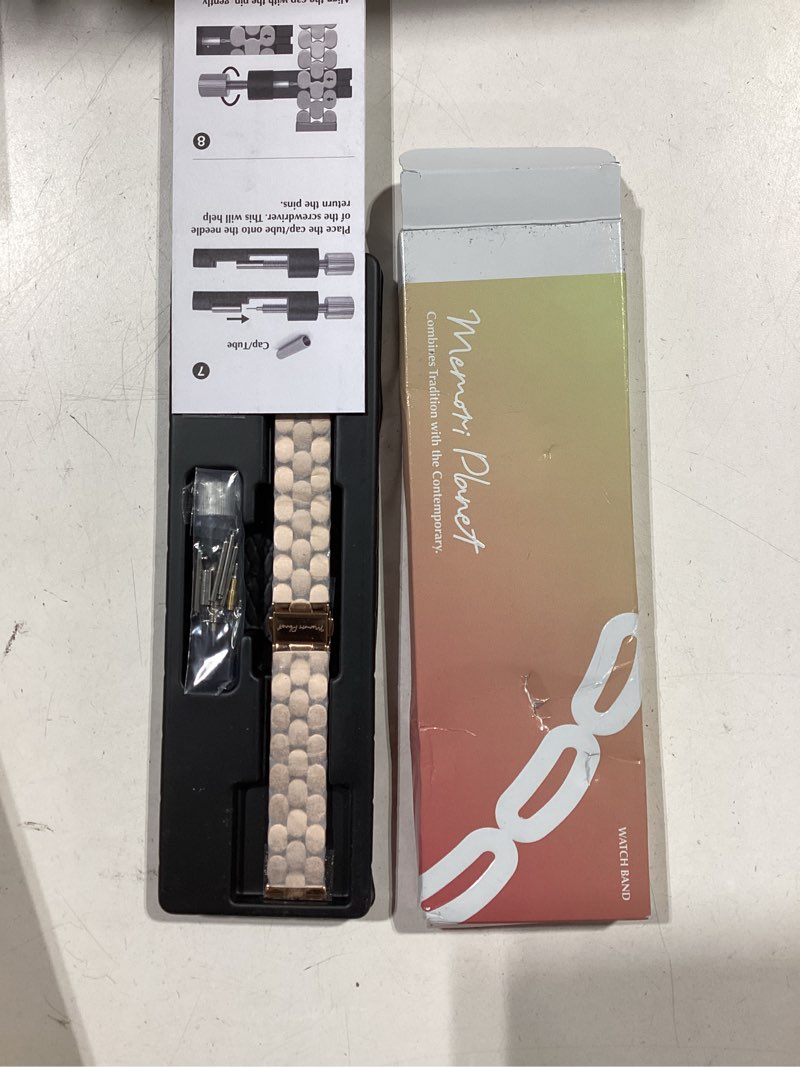 Condition photo showing New/Like New for 20mm dressy watch bands for garmin vivoactive 5/6/forerunner 55/165, 20mm stainless steel watch bands for garmin watch for women rose gold