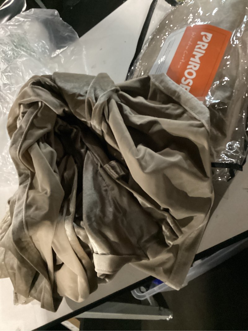 Condition photo showing Good Condition for PRIMROSE Taupe Curtains 120 inch for Living Room,2 Panels Velvet Drapes Blackout Rod Pocket Back Tab Window Treatment Room Darkening Decorative Thick Curtains for Bedroom Taupe 52"W x 120"L (Pack of 2)