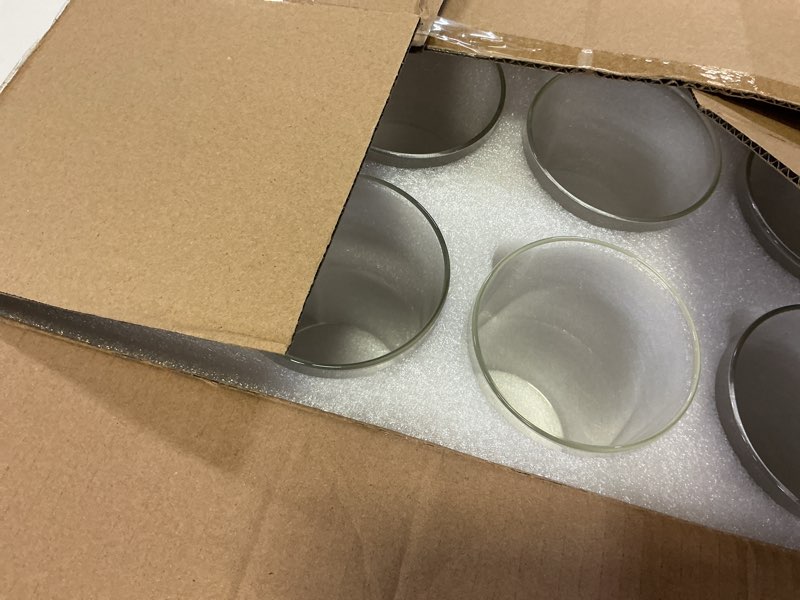 Condition photo showing New/Like New for 12pcs Glass Cylinder Vases for Centerpieces - 6 Inch Tall Flower Vase for Wedding Decorations, Clear Glass Flower Vases Floating Candle Holder for Table Centerpiece Wedding Home Décor 12 Pack 6 Inch