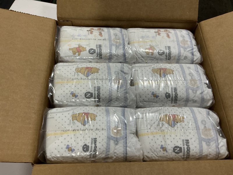 Condition photo showing New/Like New for Huggies Size Newborn Diapers, Little Snugglers Baby Diapers, Size Newborn (up to 10 lbs), 144 Count, Packaging May Vary