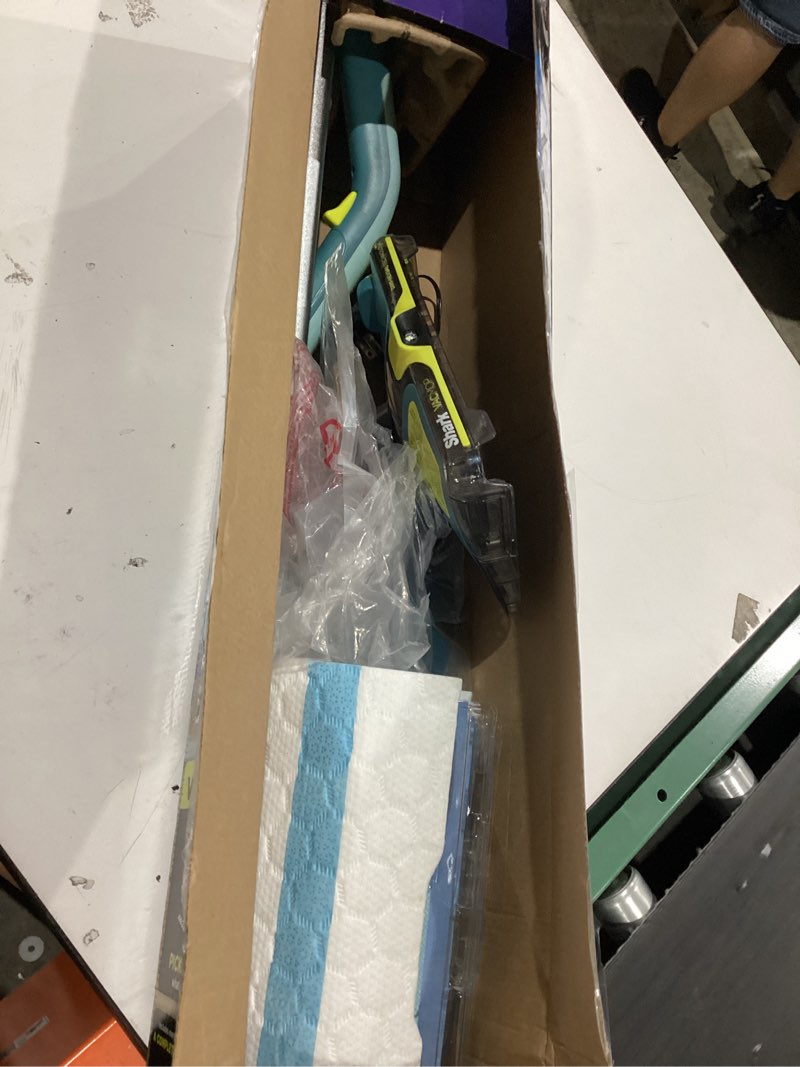 Condition photo showing As Is for shark vacmop reveal new cordless hard floor cleaner, vacuum & spray mop, powerful suction, lightweight, illumination light, includes 4 disposable pads, 12oz pet multi-surface cleaning solution, vm401 new vacmop reveal with 4 pads