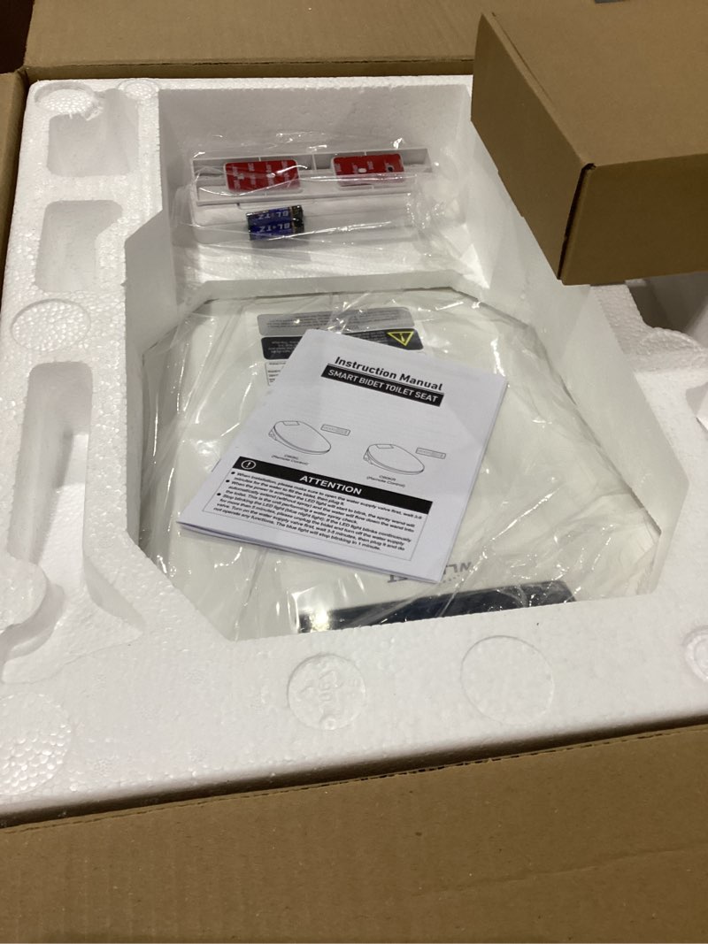 Condition photo showing New/Like New for Bidet Toilet Seat with Remote Control, Electronic Heated Bidet Seat with Adjustable Warm Water and Pressure, Warm Air Drying, Display Screen, Night Light, Slow Closed Toilet Lid, Round