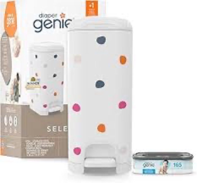 diaper genie dh select pail polka dot with starter 13ft refill 1pk