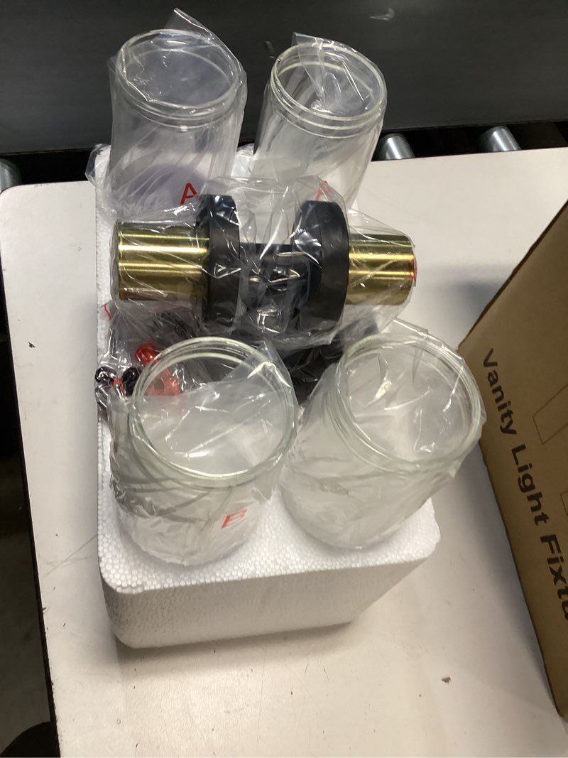 Condition photo showing Good Condition for Wall Sconces Set of Two, 22" Black and Gold Bathroom Sconces with Clear Glass, Hardwired Modern Sconces Wall Decor Set of 2 Wall Light fixtures for Bathroom Mirror Living Room Hallway Bedroom Black and Gold (Hardwired) 22inch - 2PC