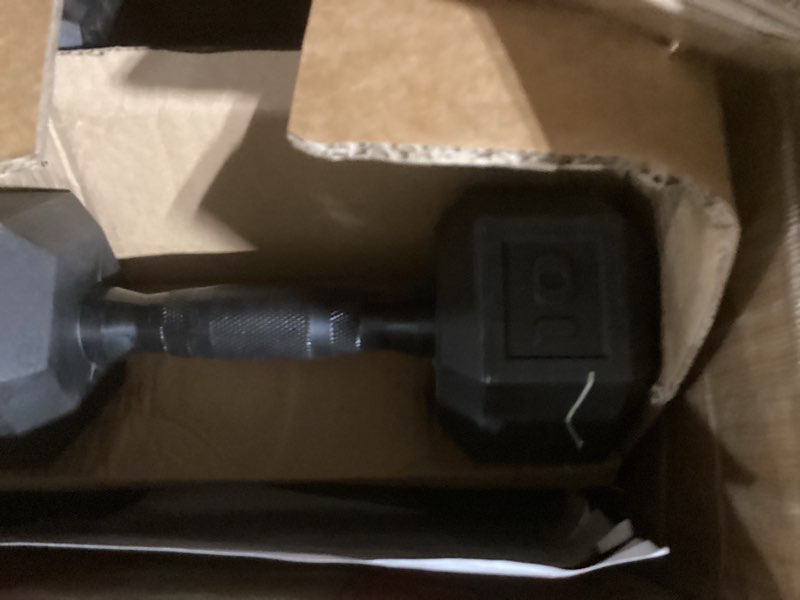 Condition photo showing Good Condition for CAP Barbell Rubber Coated Dumbbell Weight Set with Vertical Rack | 100 lb, 150 lb, and 210 lb Options 150 lb - Set Black Handle