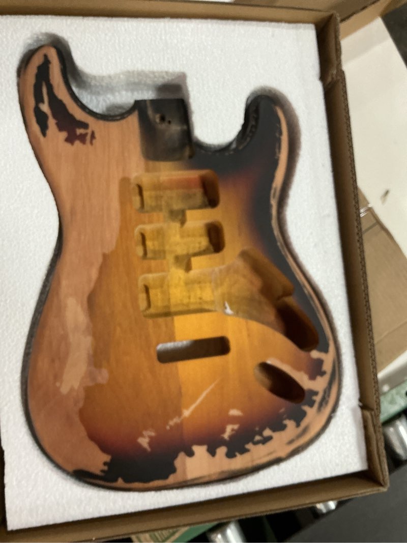Condition photo showing New/Like New for relic electric guitar body st style nitro top alder wood guitar body diy heavy relic guitar body 3 tone sunburst h-s-h. 3s