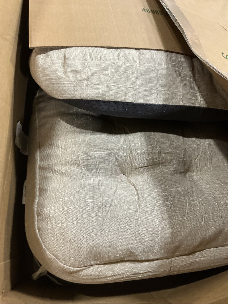 Condition photo showing As Is for iaseahk chair cushions, memory foam dining chair cushions, tufted indoor chair pads, set of 4, 16.5' x 16.5' x 3.5', beige beige pack of 4