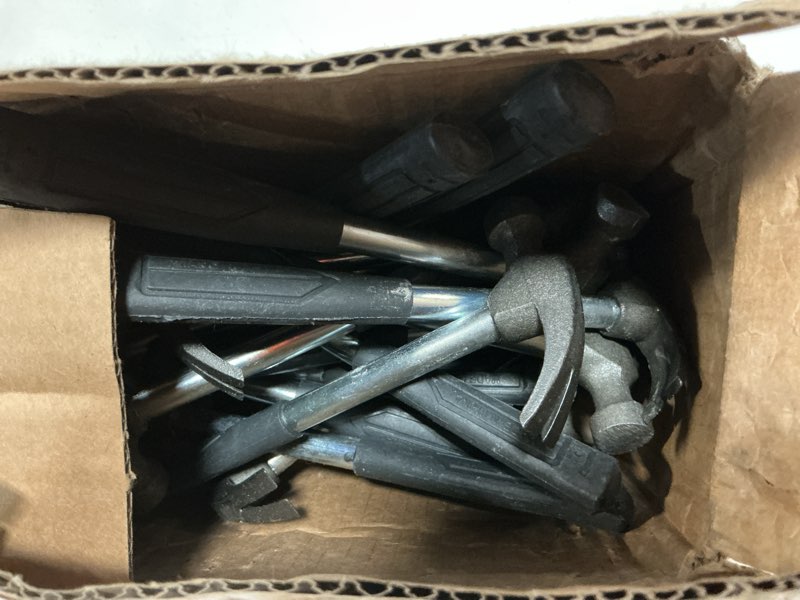 Condition photo showing As Is for 20 pcs mini claw hammer bulk 6.5 inch solid tubular small safety hammer with non-slip rubber handle lightweight for woodworking hanging pictures diy crafts jewelry making tools