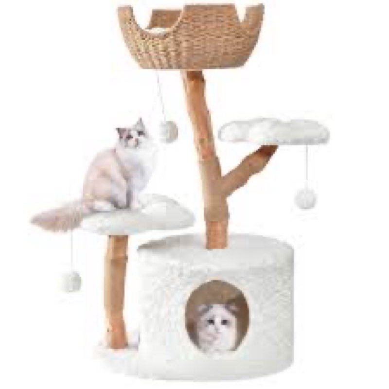 Easyego Modern Cat Tree,..ego, (Rabbit Hair - White)