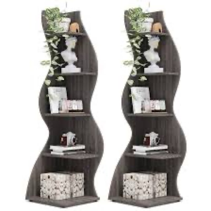 tribesigns corner shelf, modern 5-tier wall corner bookshelf, stylish corner small bookcase storage 