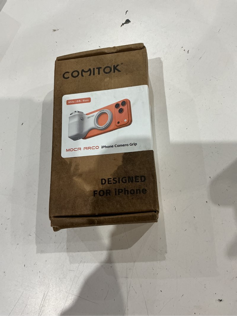 Condition photo showing New/Like New for comitok phone camera grip moca arco for video recording with thumb rest area design for iphone pro max, with enhanced phone mount & detachable remote for easy shooting, video call, support ios17/18/26