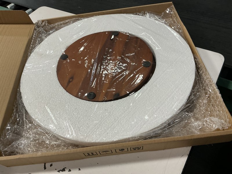 Condition photo showing Good Condition for 18" acacia wood lazy susan for table top - wooden turntable serving tray for charcuterie boards cheese board - extra large round lazy susan organizer - kitchen revolution for countertop 18 inch acacia wood
