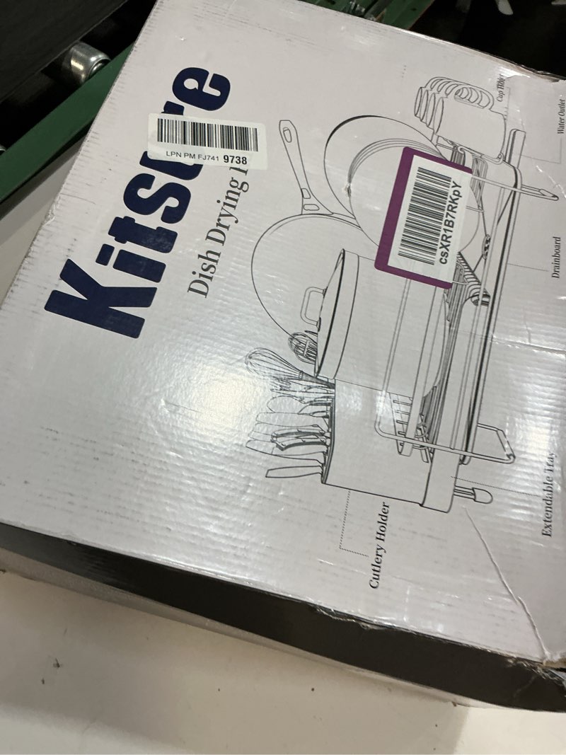 Condition photo showing Good Condition for Kitsure Large Dish Drying Rack - Extendable Dish Rack, Multifunctional Dish Rack for Kitchen Counter, Anti-Rust Dish Drainers with Cutlery & Cup Holders 19.2"-26.7" L x 12.9" W, Black Standard Black