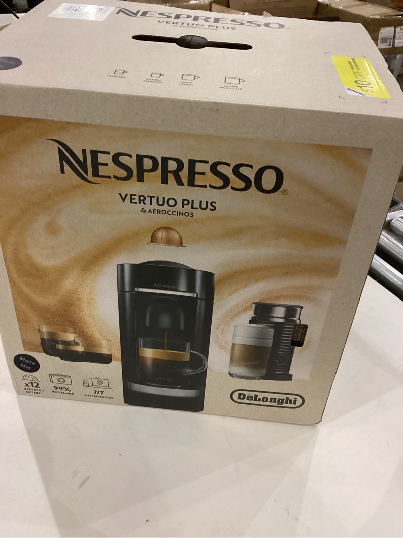 Condition photo showing Good Condition for Nespresso Vertuo Plus Deluxe Coffee and Espresso Maker by De'Longhi, Matte Black with Aeroccino Milk Frother