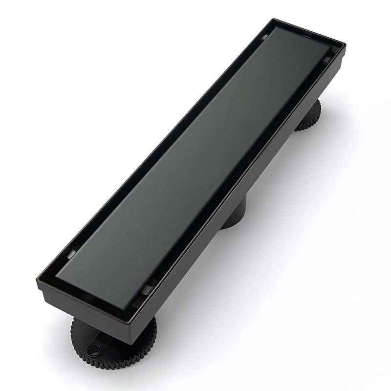 SaniteModar Linear Shower Drain,Black Shower Drain 60 inch with Flat and Tile Insert 2 in 1 Panel, w