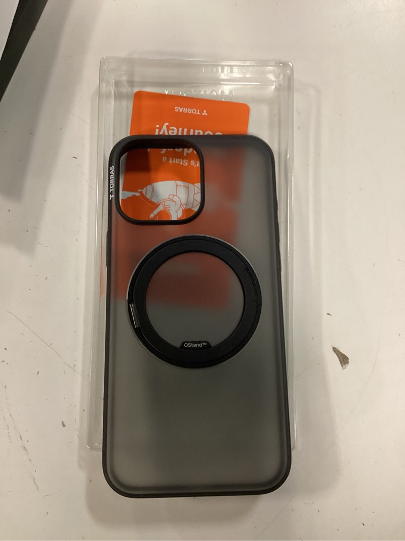 Condition photo showing New/Like New for torras 360 magnetic stand for iphone 16 pro max case, [fit for magsafe] [military-grade protection] translucent slim case for iphone 16 pro max, obsidian black, ostand o3 fitness series d-obsidian black for iphone 16 pro max