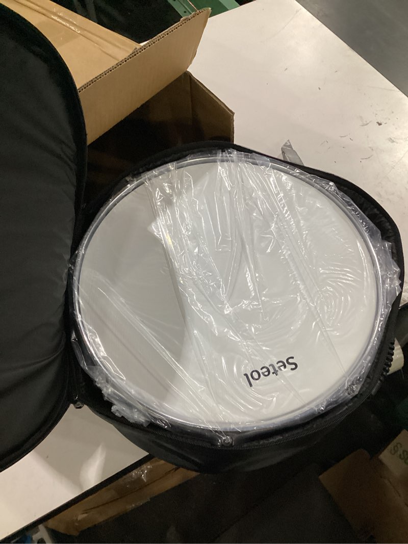 Condition photo showing New/Like New for snare drum kit, 14" x 5.5" marching snare drum + storage padded bag + silent mute pad + pair of 5a drumsticks + drums key, portable drums hardware set for adults (black) black no stand