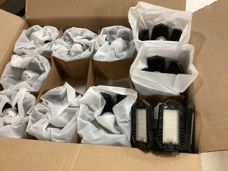 Condition photo showing Good Condition for led garage lights bulb 10 pack 120w super bright ceiling led shop lights 6 deformable panels screw in e26/e27 6500k 12000 lm deformable garage light ideal for basement attic and workshop mini 10 pack