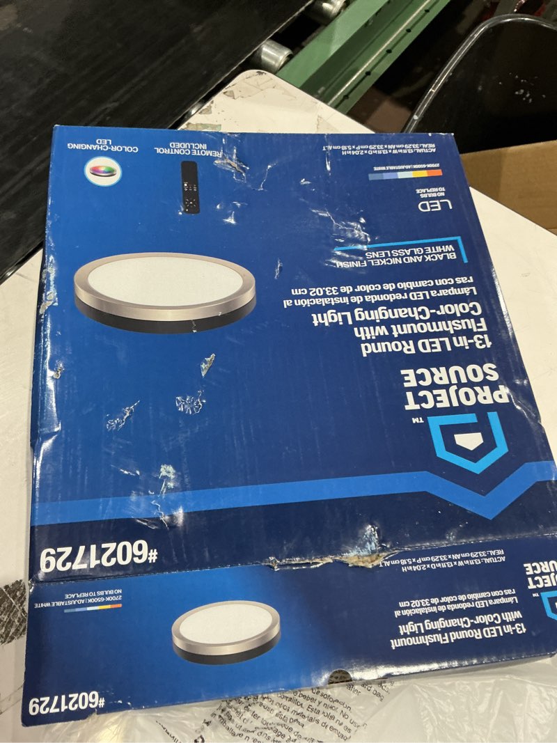 Condition photo showing As Is for project source 1 -light 13.11-in matte black integrated led flush mount light