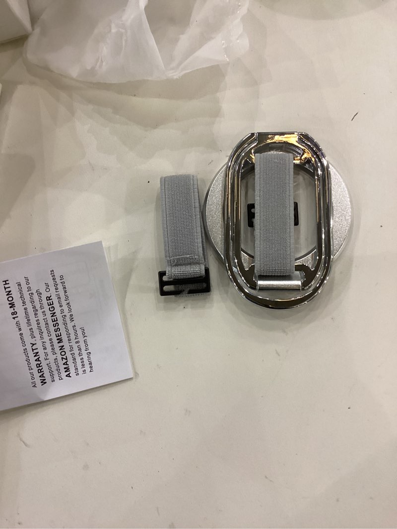 Condition photo showing Good Condition for [2025 Newest] SUPERONE for Magsafe Phone Grip for Magnetic Kickstand Compatible with Mag Safe Finger Loop, 4-in-1 Phone Ring Holder Strap for Magnetic iPhone 17/16/15/14/13/12 (Silver)