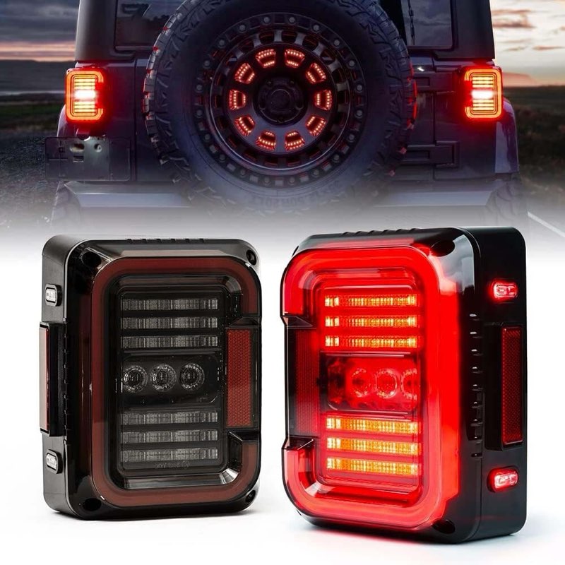 LED Tail Lights Assembly Fit For 2007-2018 Jeep Wrangler JK JKU Sport/Sahara/Rubicon, Upgraded Shape