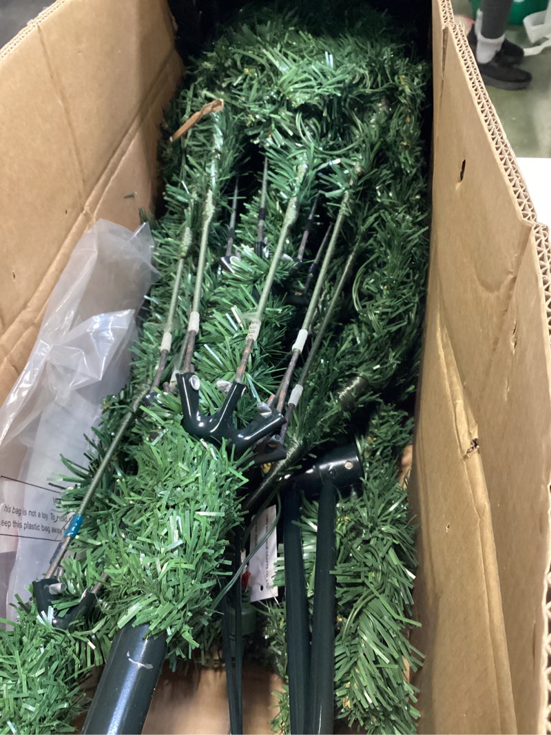 Condition photo showing Good Condition for  Click to see full view                   6.5ft Holiday Artificial Pre-lit Christmas Pine Tree with LED Warm Lights,Metal Hinges & Foldable Base,Easy Assembly for Home,Office, Green