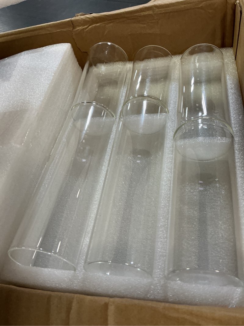 Condition photo showing New/Like New for 48 pcs thin cylinder vases set for centerpieces 2.5''/2.7'' diameter 2mm thickness clear glass vase hurricane floating candle holder for wedding table decoration (2.5'' x 5'',6'',8'') 48 2.5'' x 5'',6'',8''
