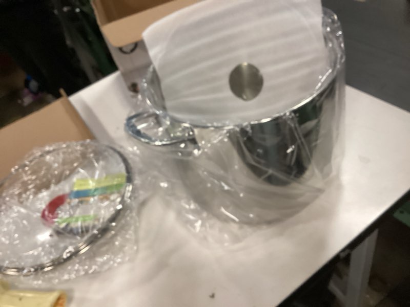 Condition photo showing As Is for Kirecoo Stainless Steel Stock Pot - 8 Quart Heavy Duty Induction Cooking Pot with Visible Lid for Pasta, Soup, Spaghetti, Nonstick Thick Bottom Big Stockpot, Deep Cookware for Canning, Boiling, Simmer