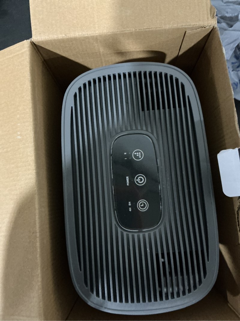 Condition photo showing As Is for pure enrichment puredry deluxe dehumidifier - mid-sized 1.5l water tank eliminates 500ml/day in excess moisture from closets, bathrooms, basements, boats, kitchens and other small to mid-sized areas