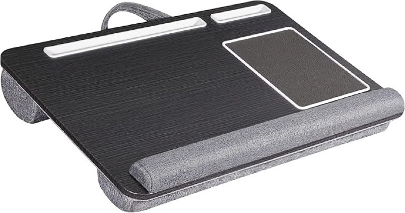 BONTEC Laptop Mat with Pad for Laptop & Notebook up to 17 Inches, Laptop Stand with Integrated Mouse Mat, Laptop Cushion with Slot for Phone and Tablet