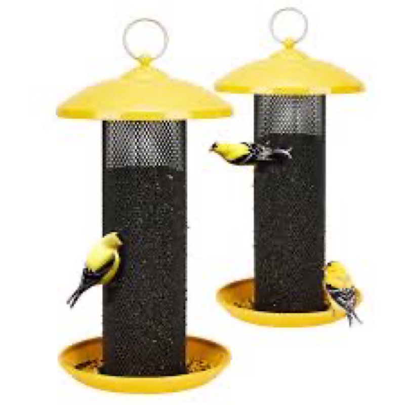 Kingsyard 2 Pack Finch Feeders for Outdoors Hanging, Metal Mesh Tube Bird Feeder for Nyjer/Thistle S