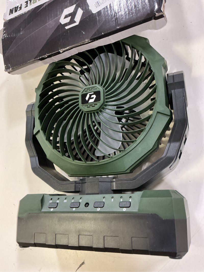 Condition photo showing Good Condition for frizcol 3-in-1 camping fan - portable fans rechargeable - 24000mah battery powered fan with light & remote for indoor, outdoor, tent, travel, fishing, jobsite, gifts for men dad him - green 24000mah internal green