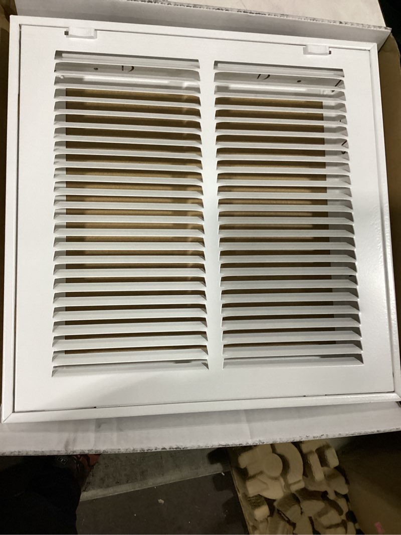 Condition photo showing As Is for reliabilt 12-in x 12-in steel white sidewall/ceiling filter grille