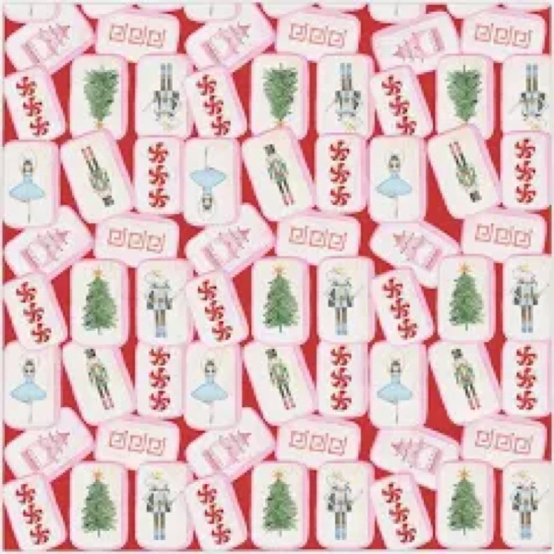 American Mahjong Tile Set(Christmas Theme) with Carrying Bag and Accessories, 160 Acrylic Engraved M