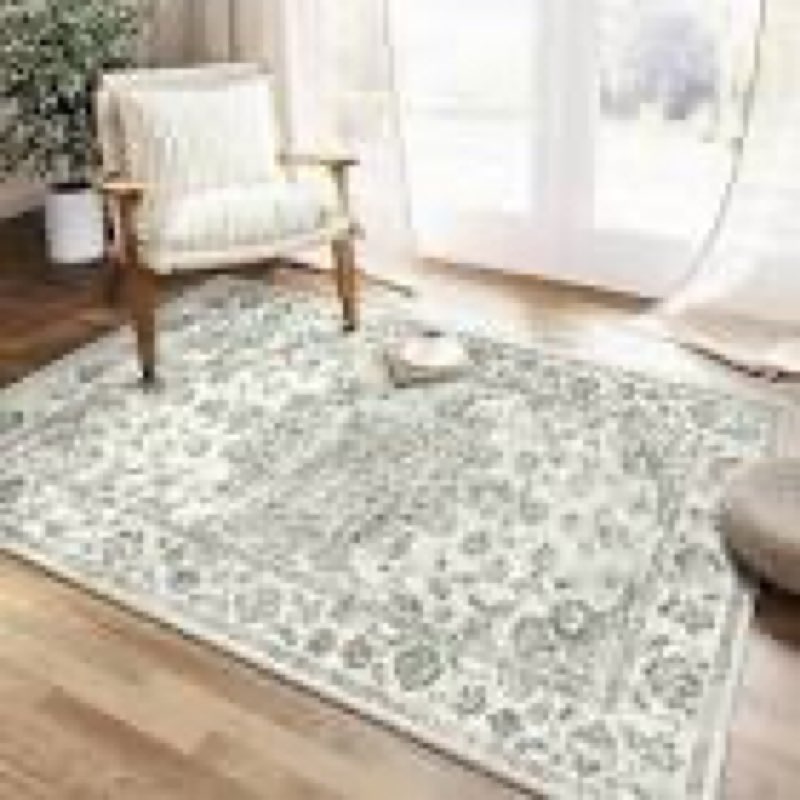 wondrg 3x5 washable vintage area rug blue oriental soft entryway throw rug neutral non slip low pile
