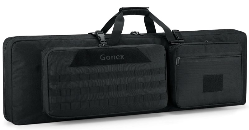 gonex double rifle case soft bag 36"/42'', tactical long gun backpack with lockable ykk zippers, multi-pocket storage, 3-way carry, durable outdoor gear bag