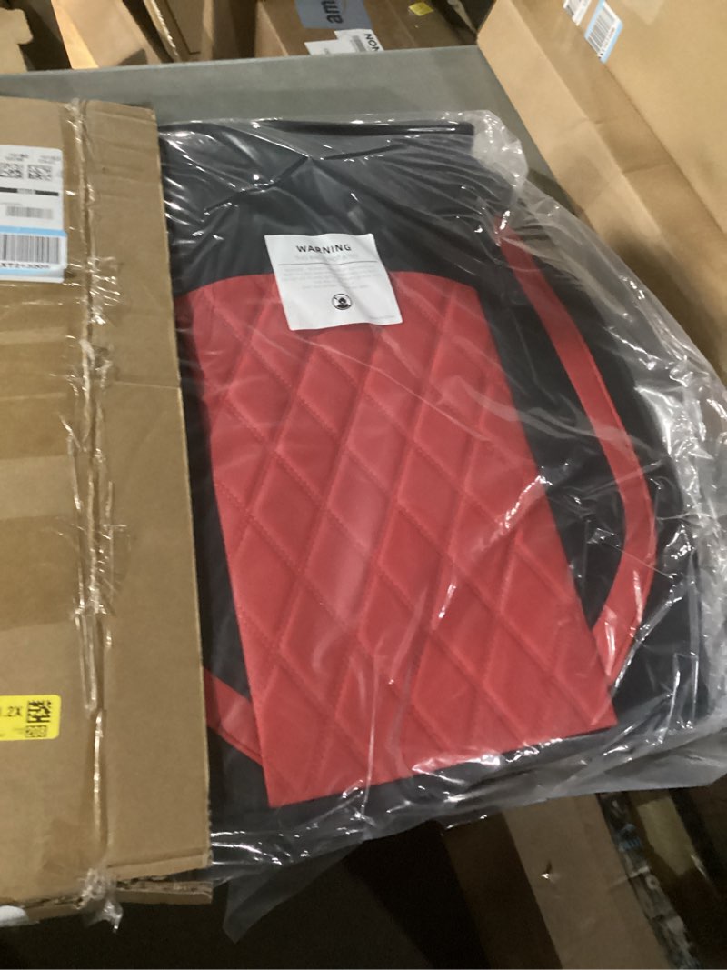 Condition photo showing Good Condition for lingvido car seat covers for front seats (2 seats) - premium perforated nappa leather,waterproof shield, omni-adapt fit for suvs sedans, ideal for rideshare & pets black & red front only (2 seats)