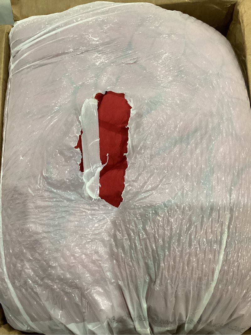 Condition photo showing As Is for CozyLux Queen Comforter Set Dark Red Seersucker 7 Pieces Bed in a Bag Queen Comforter Set with Sheets, Luxury Soft Bedding Set with Down Alternative Comforter, Sheets, Pillowcases & Shams All Seasons Dark Red Queen