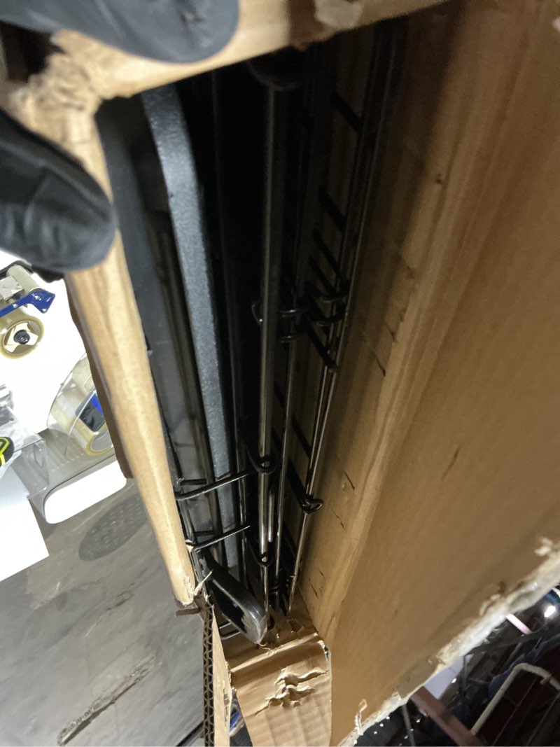 Condition photo showing Good Condition for Amazon Basics Durable, Foldable Metal Wire Dog Crate with Tray, Double Door, 36 x 23 x 25 in, Black 36.0"L x 23.0"W x 25.0"H Double Door w/ Divider