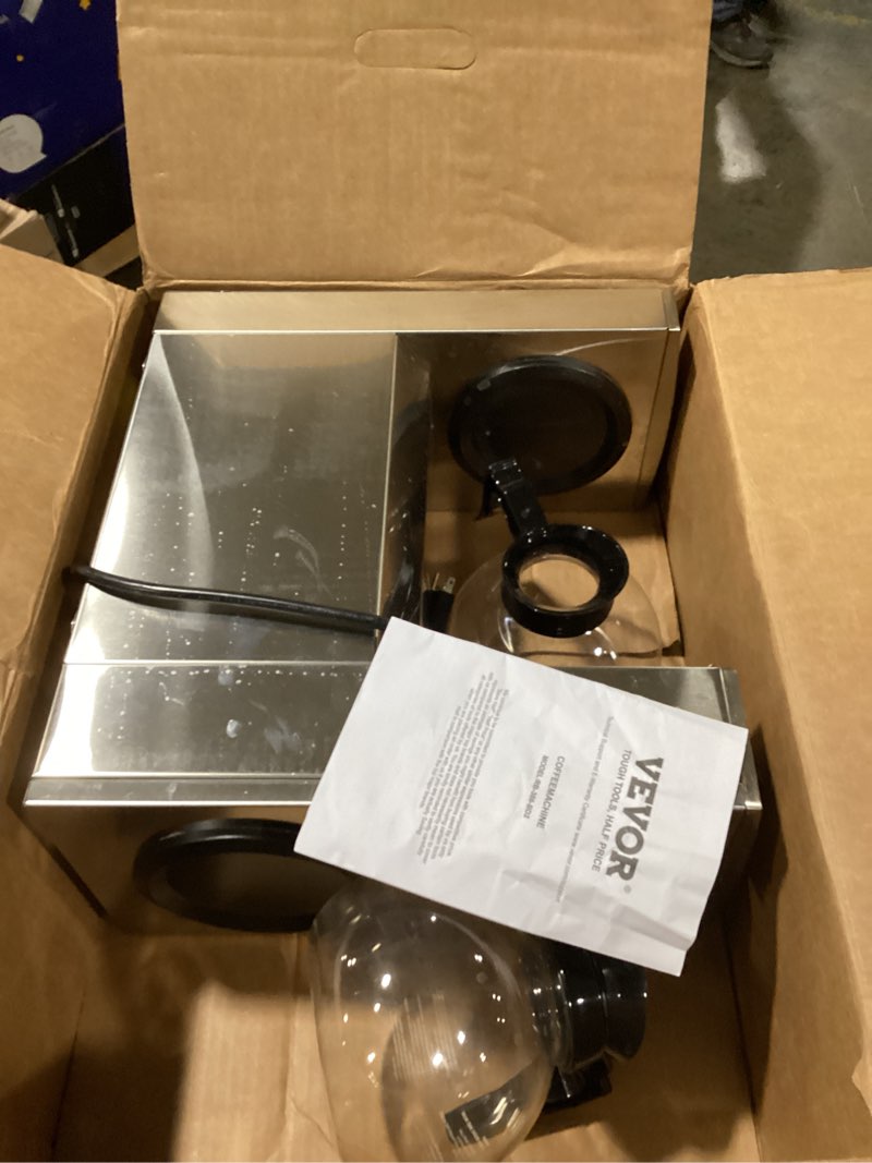 Condition photo showing As Is for VEVOR 12 Cups Commercial Drip Coffee Maker, Coffee Maker Machine with 2 Glass Carafes and 2 Warmer Plates, Stainless Steel Pour Over Coffee Brewer for Restaurant, Office, Cafe 2 Warmer Plates, Auto Water Intake: No