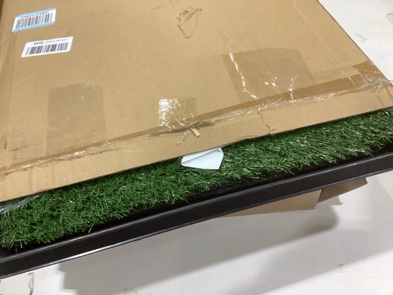 Condition photo showing Good Condition for Artificial Grass Puppy Pee Pad for Dogs and Small Pets - 20x30 Inch, Reusable 4-Layer Turf Pads for Dogs with Tray - Indoor and Outdoor Fake Grass Potty Pet Supplies by PETMAKER Large 4-Layer System