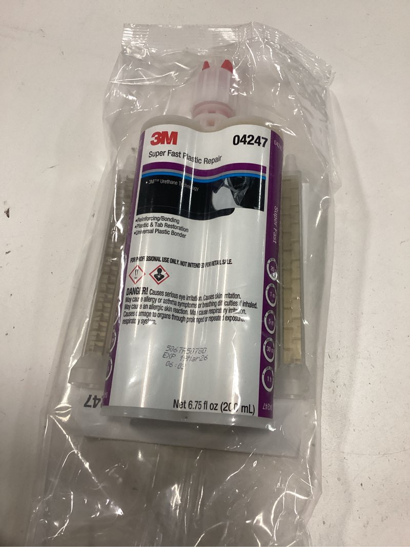 Condition photo showing New/Like New for 3M Super Fast Plastic Repair, 04247, Tranlucent Color, Ready-To-Use, Two-Part Epoxy Finishing Adhesive, 200 mL/6.75 fl oz Cartridge
