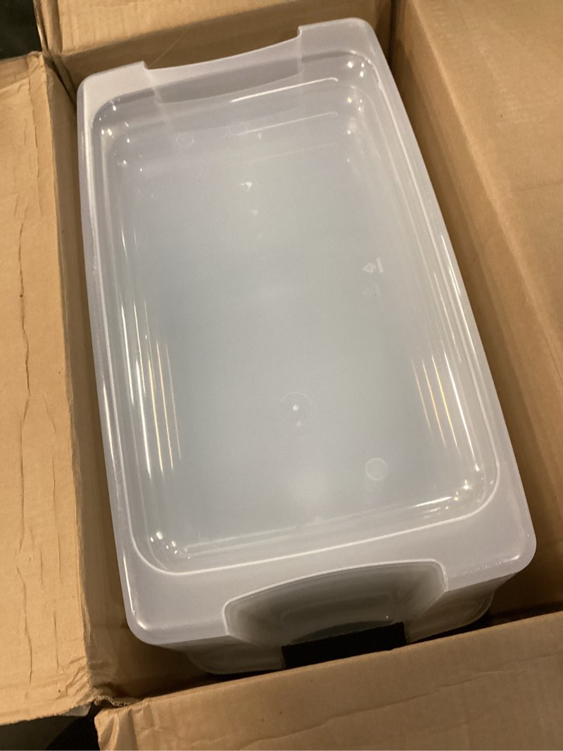 Condition photo showing Good Condition for sterilite 4 pack ultra latching box, storage bins with lids, clear plastic, 70 quart - heavy-duty organizing containers for closet, bathroom, and office 70 quart 4