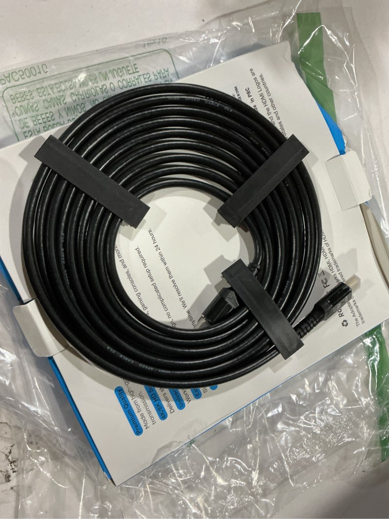 Condition photo showing New/Like New for highwings long hdmi cable 15 ft, 4k 8k 10k hdmi 2.1 cord ultra high speed [in-wall cl3 rated, 8k@60hz 4k@120hz video 48gbps], fit, durable, flexible, earc, hdcp, compatible for ethernet soundbar 15 feet 8k@60hz-1 pack black